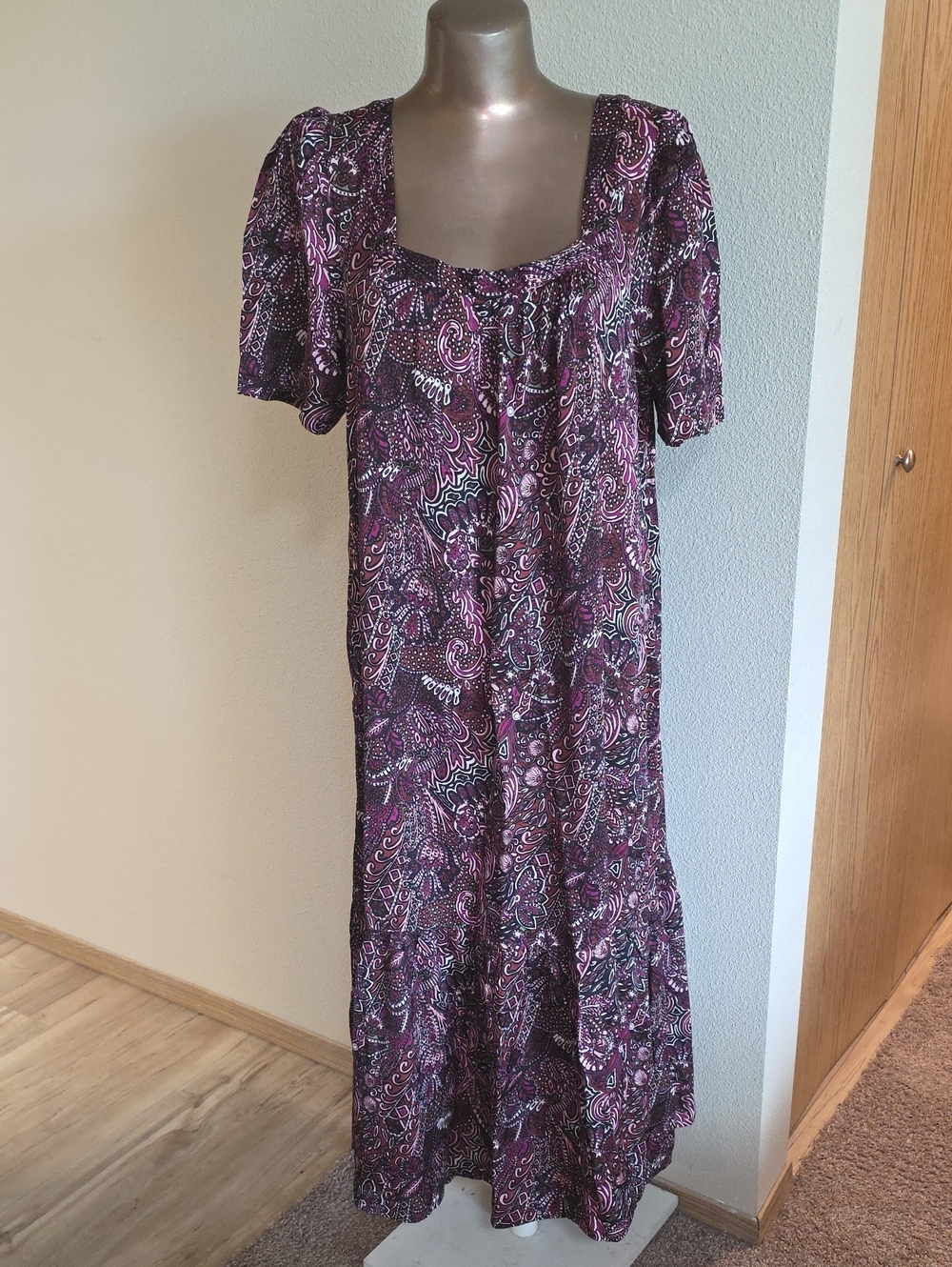 Maeve ANTHRO Boho Purple Paisley Maxi Dress with Square Neck